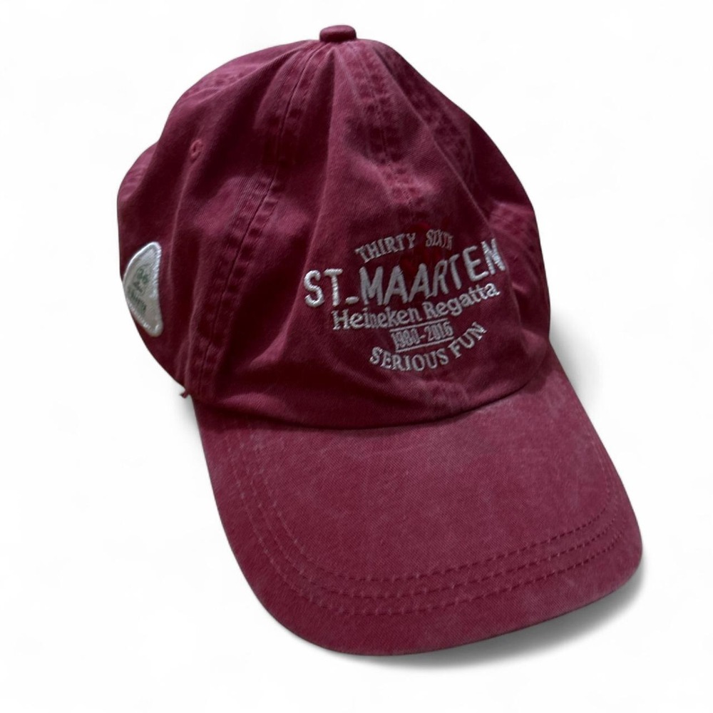 St. Maarten Heineken Regatta 2016 Embroidered Red Baseball Cap Hat Mens Burgundy